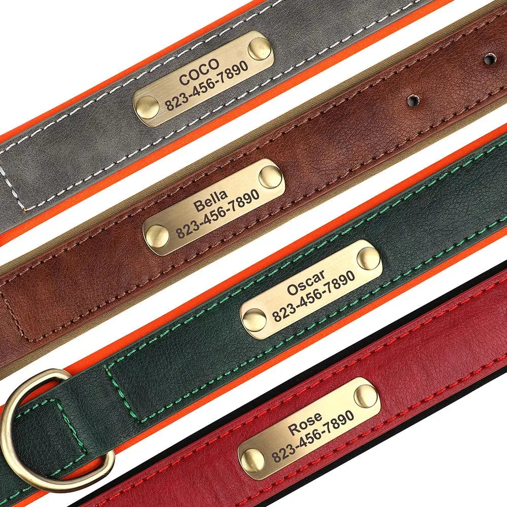 Dog Custom Engraved PU Leather Collar