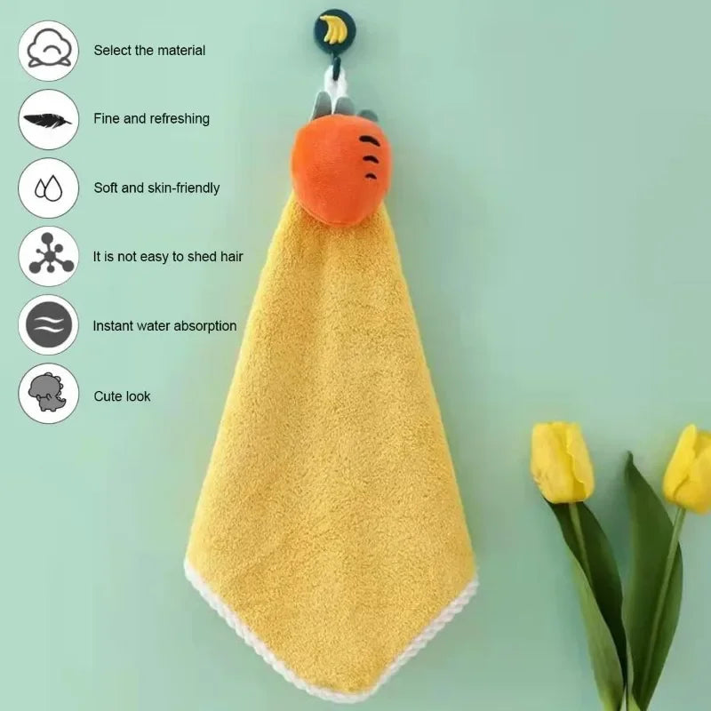 1pc Coral Fleece Hangable Hand Towel