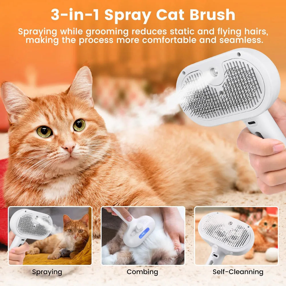 Cat Shedding & Grooming Steam Brush