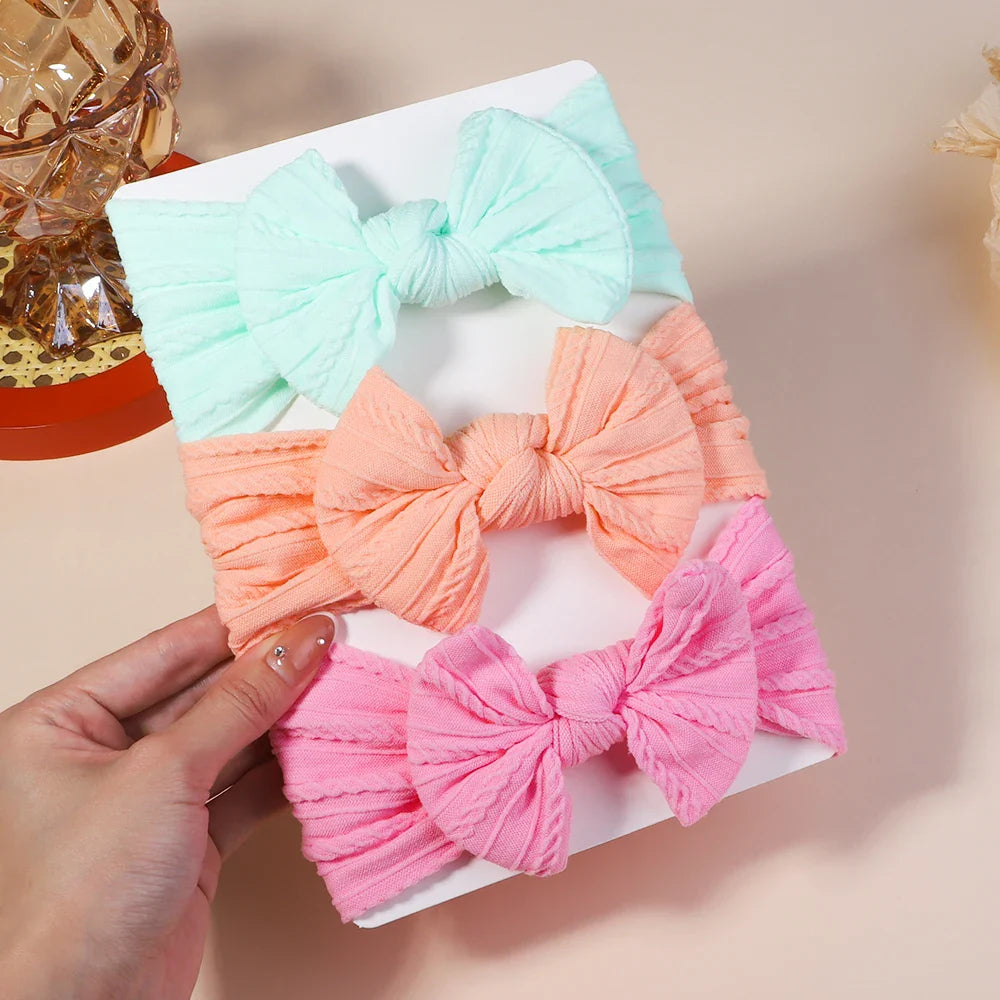 Girls  Cable Knit Turban Bows Headband