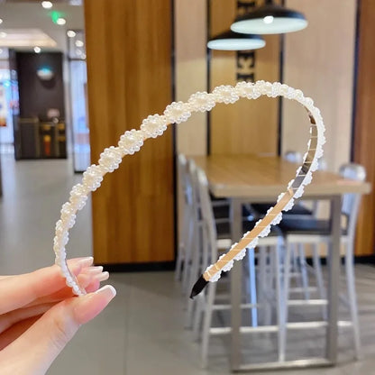 Kids Non-Slip Hair Pearl Flower Hairbands