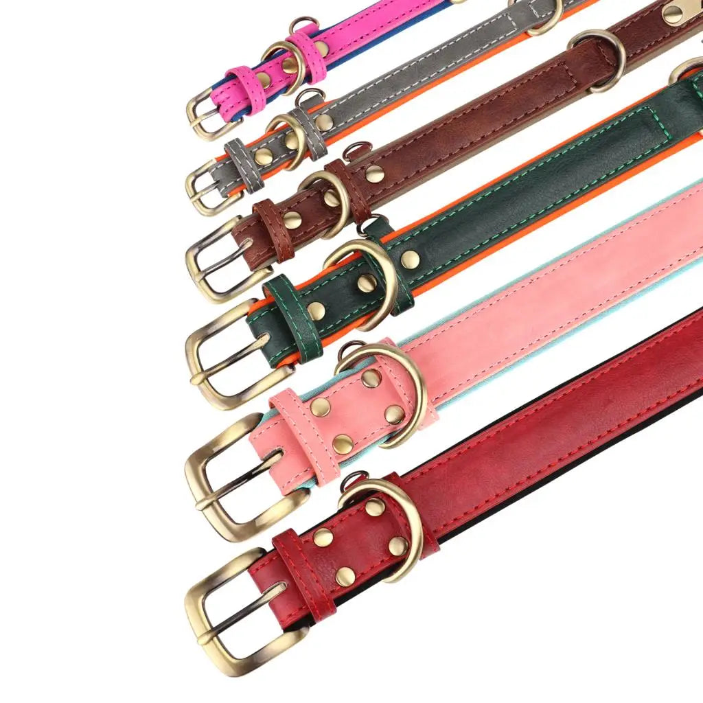 Dog Customized Leather Collar Leash Set