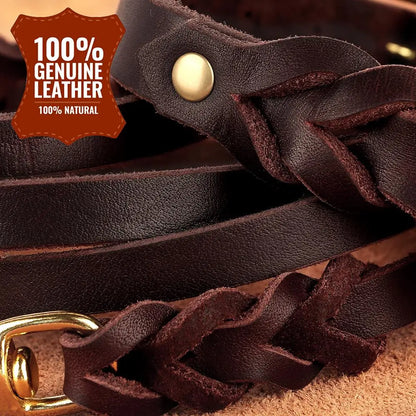 Dog Genuine Leather  Collar Leash Set