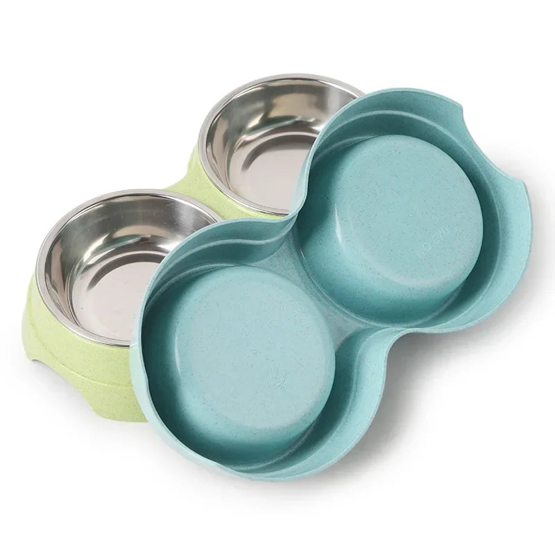 Pet Stainless Steel Double Food Water Bowl