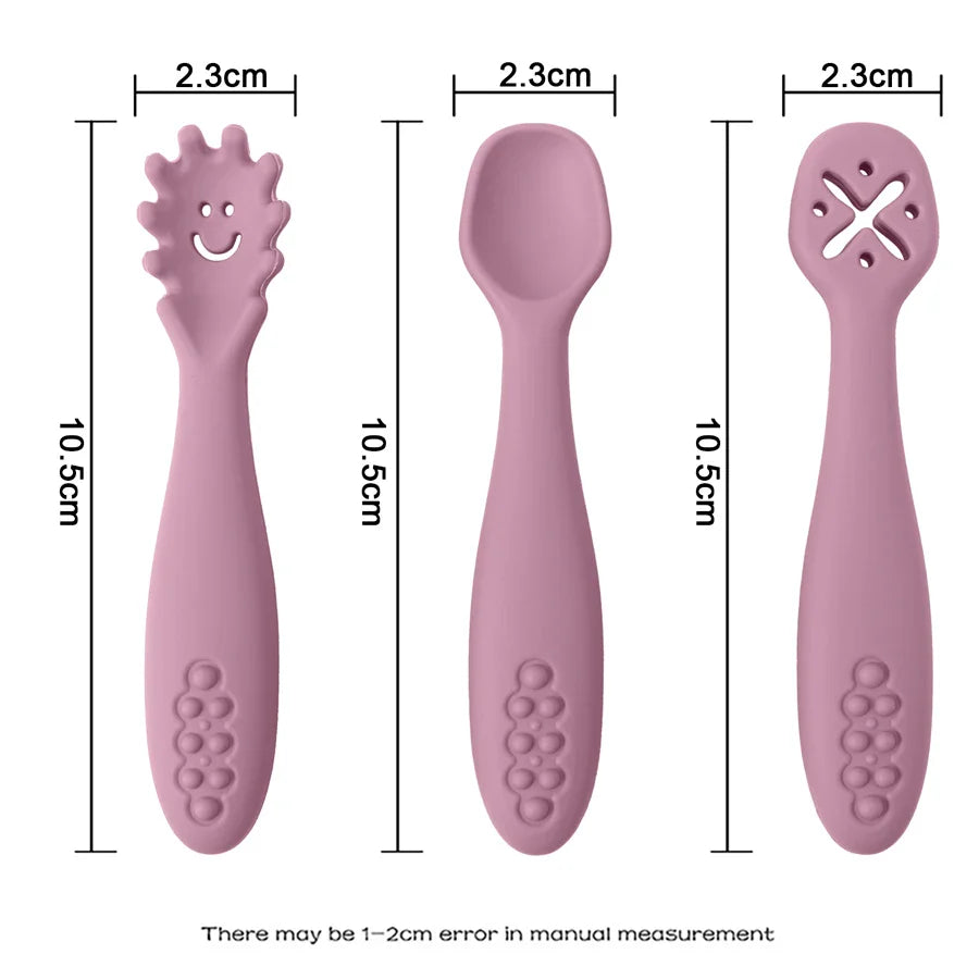 Baby 3PCS Silicone Spoon Fork Set