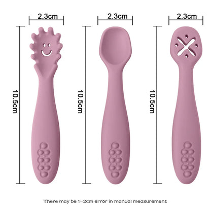 Baby 3PCS Silicone Spoon Fork Set