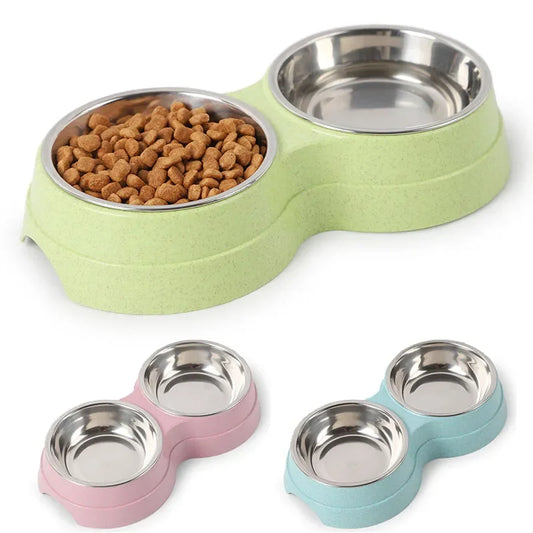 Pet Stainless Steel Double Food Water Bowl