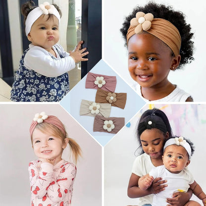 Baby Soft Elastic  Flower Nylon Hairband