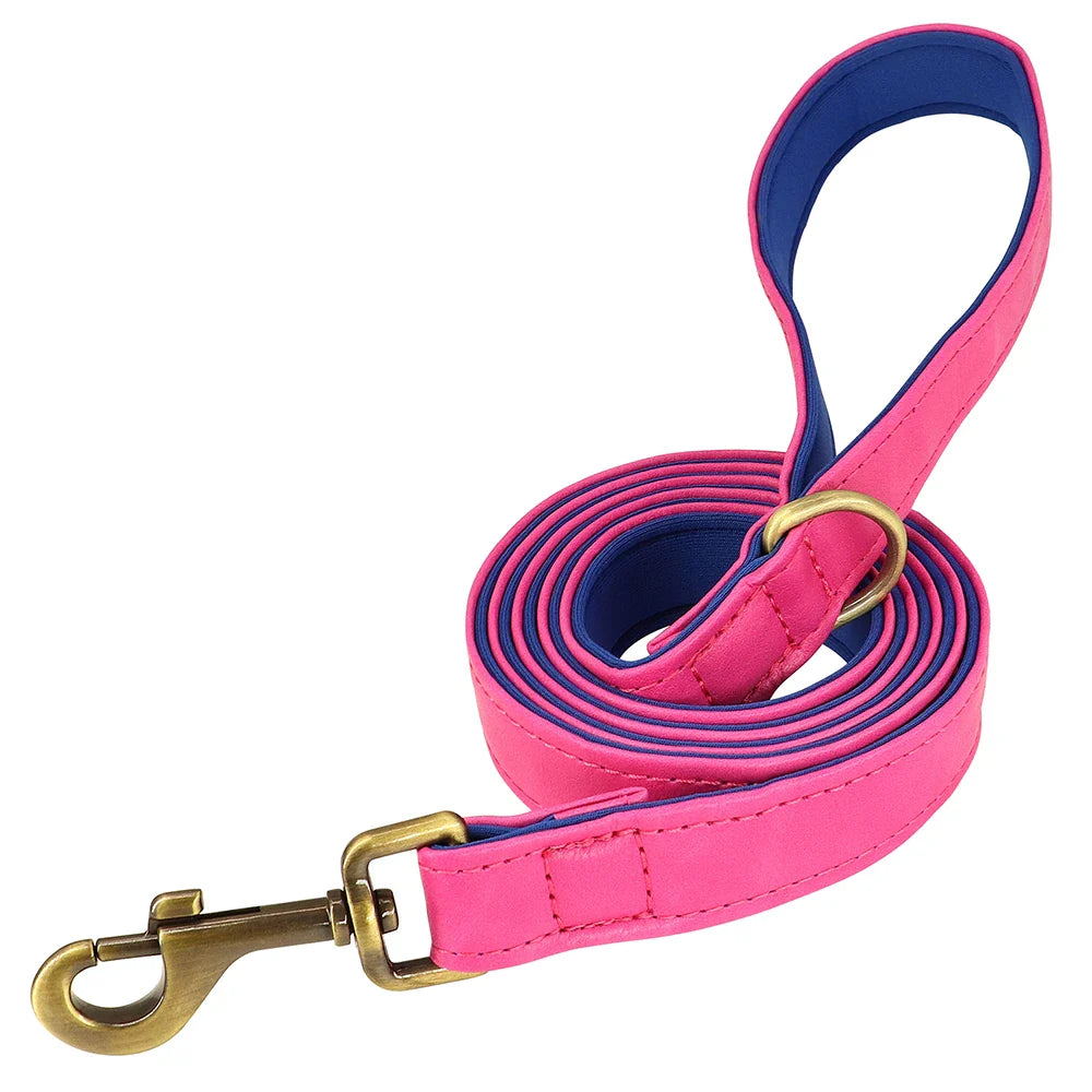 Dog Customized Leather Collar Leash Set