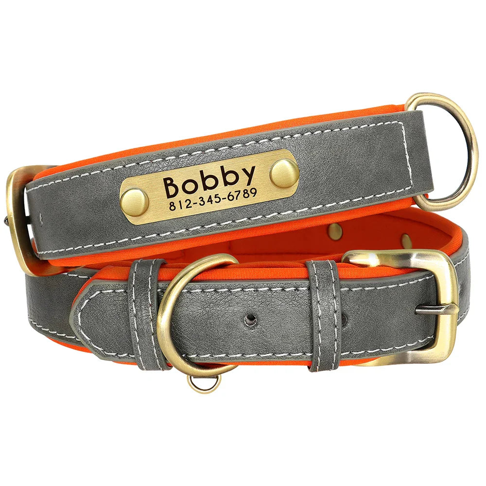 Dog Customized Leather Collar Leash Set