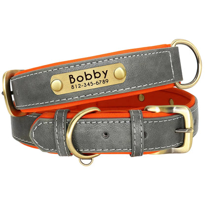 Dog Customized Leather Collar Leash Set