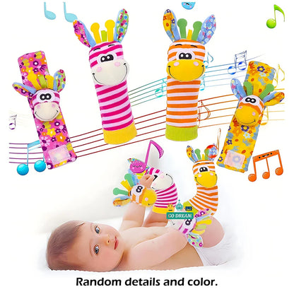 4pcs Baby Rattle Foot Finder Socks Toy