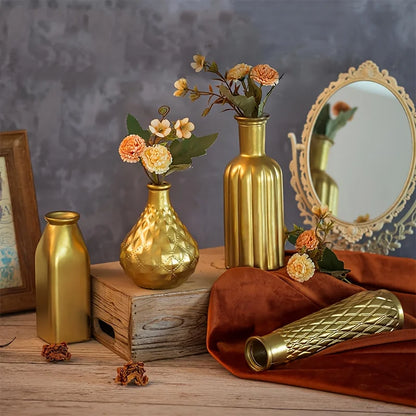 Art Style Cylindrical Gold Glass Vase