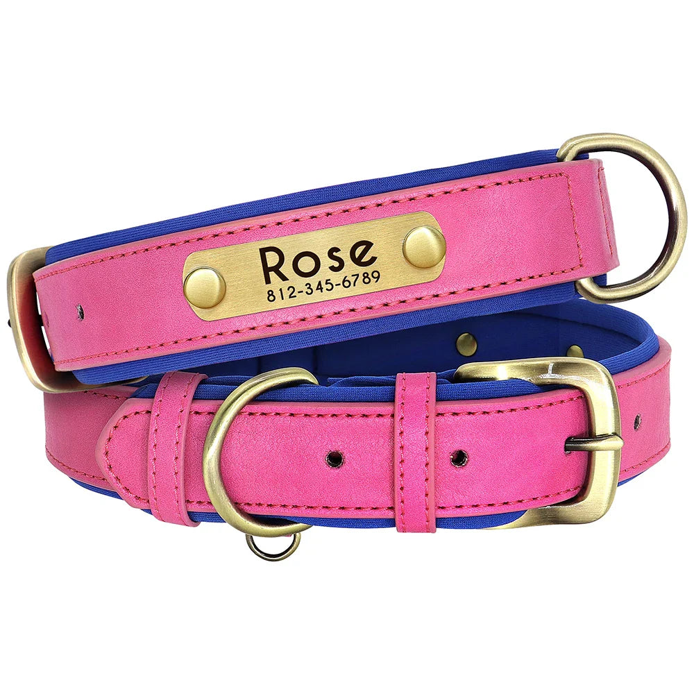 Dog Customized Leather Collar Leash Set