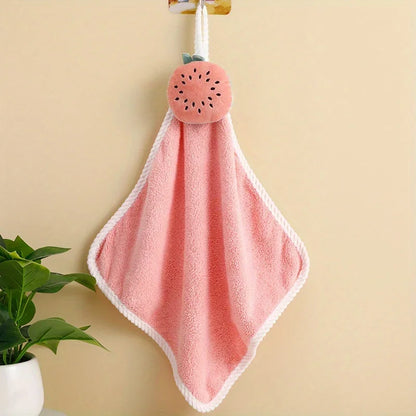 1pc Coral Fleece Hangable Hand Towel