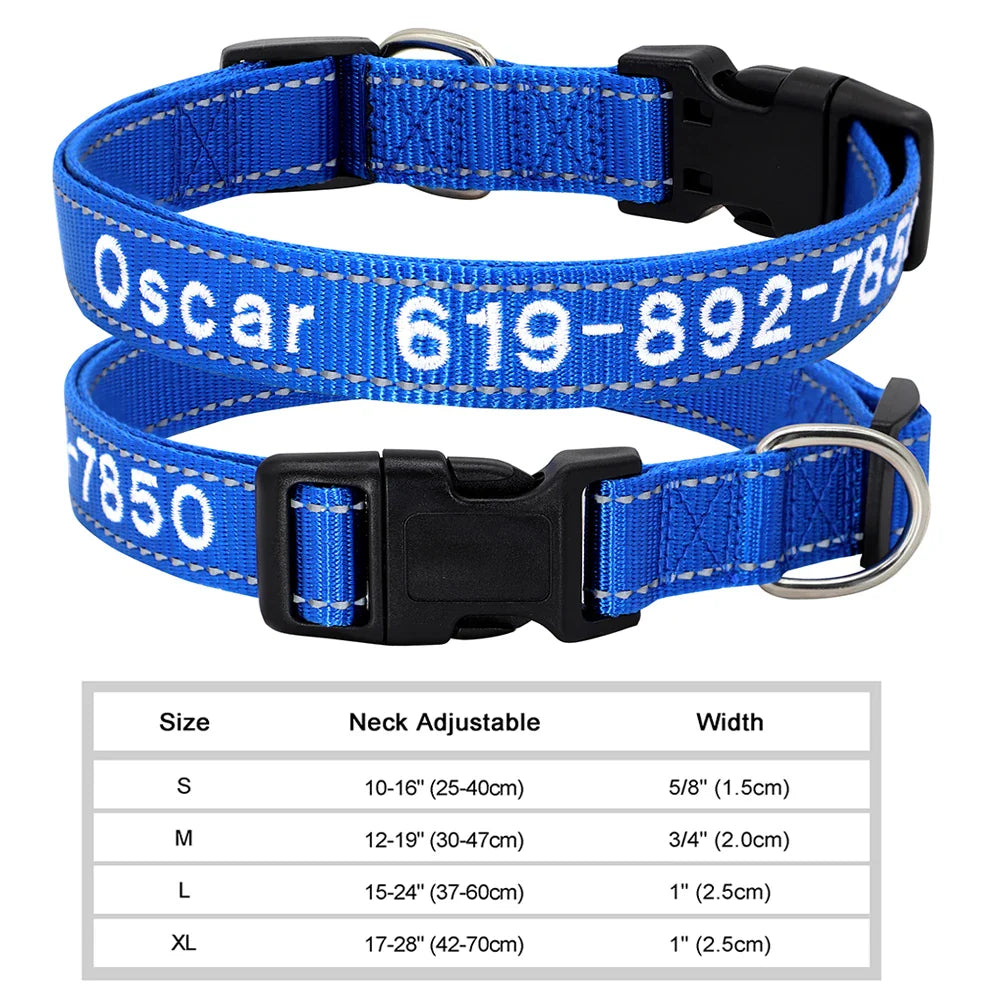 Dog Adjustable Nylon Embroidered Collar