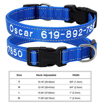 Dog Adjustable Nylon Embroidered Collar