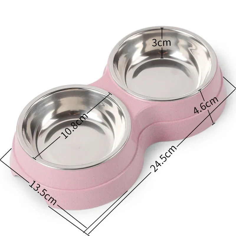 Pet Stainless Steel Double Food Water Bowl