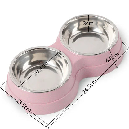 Pet Stainless Steel Double Food Water Bowl