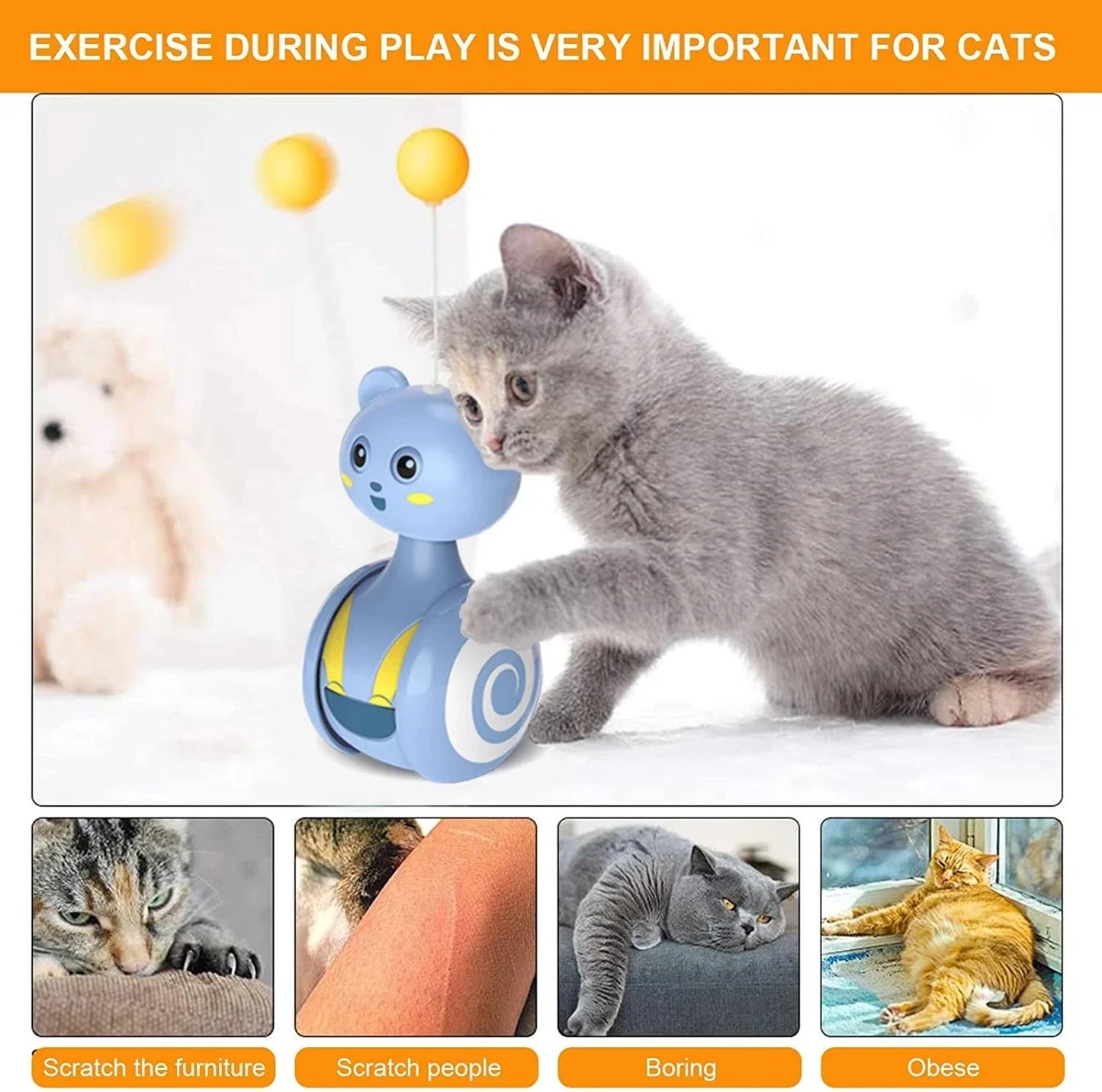 Cat Interactive Feather Rolling Toy