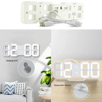 3D LED Digital Alarm Wall Clock