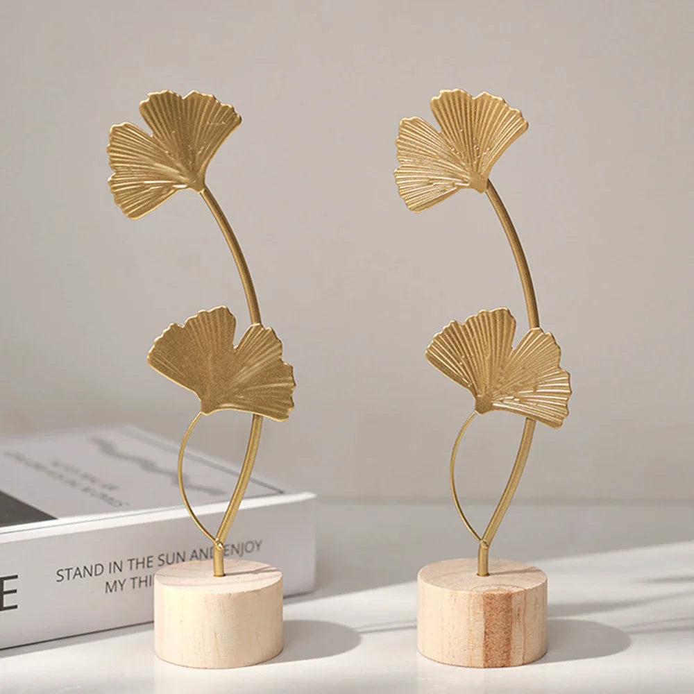 Living Room Decor Nordic Gold Ginkgo Leaf Craft