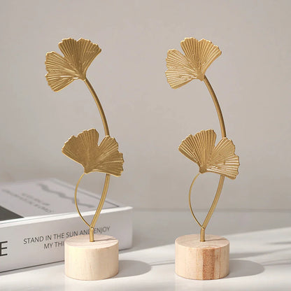 Living Room Decor Nordic Gold Ginkgo Leaf Craft