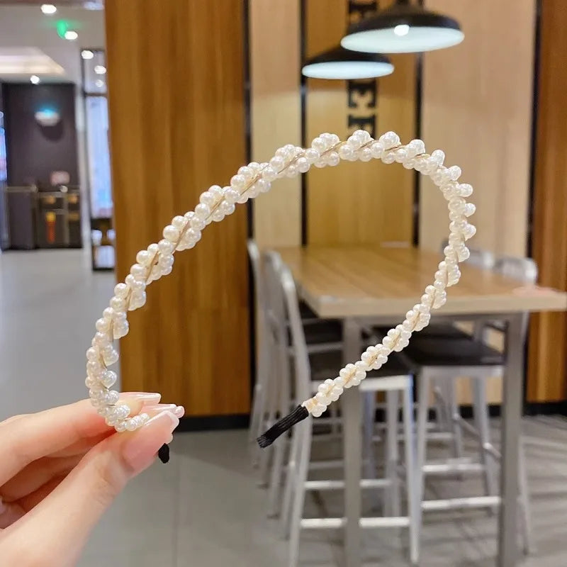 Kids Non-Slip Hair Pearl Flower Hairbands