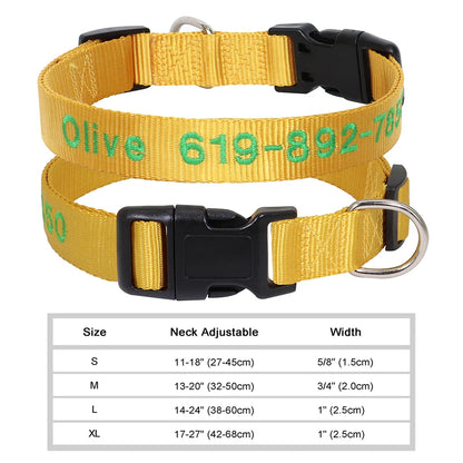 Dog Adjustable Nylon Embroidered Collar