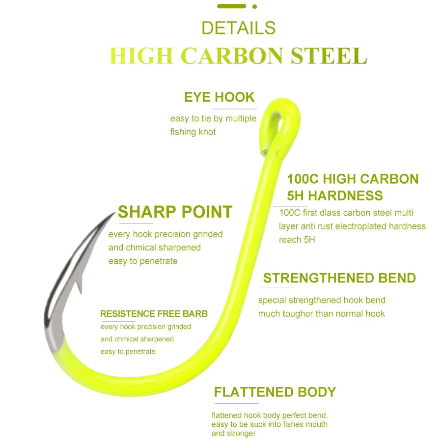 Sharp High-carbon Steel Fishhooks Barbed