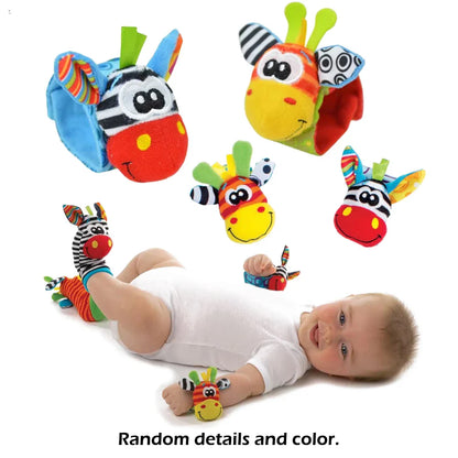 4pcs Baby Rattle Foot Finder Socks Toy