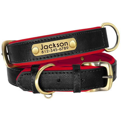 Dog Customized PU Leather Nameplate Collar