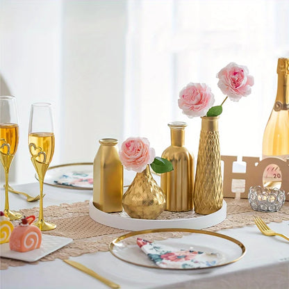 Art Style Cylindrical Gold Glass Vase