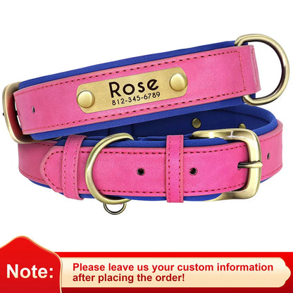 Dog Customized PU Leather Nameplate Collar