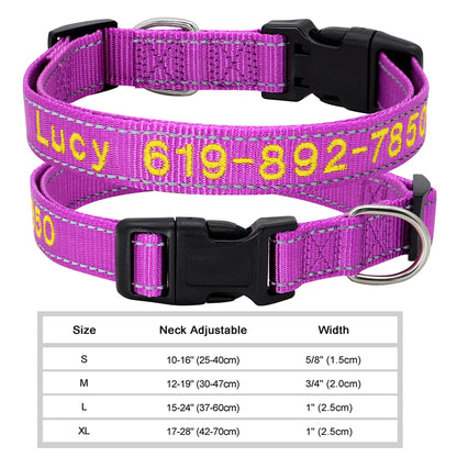 Dog Adjustable Nylon Embroidered Collar