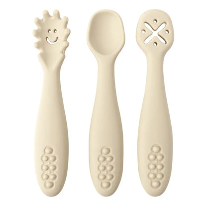Baby 3PCS Silicone Spoon Fork Set