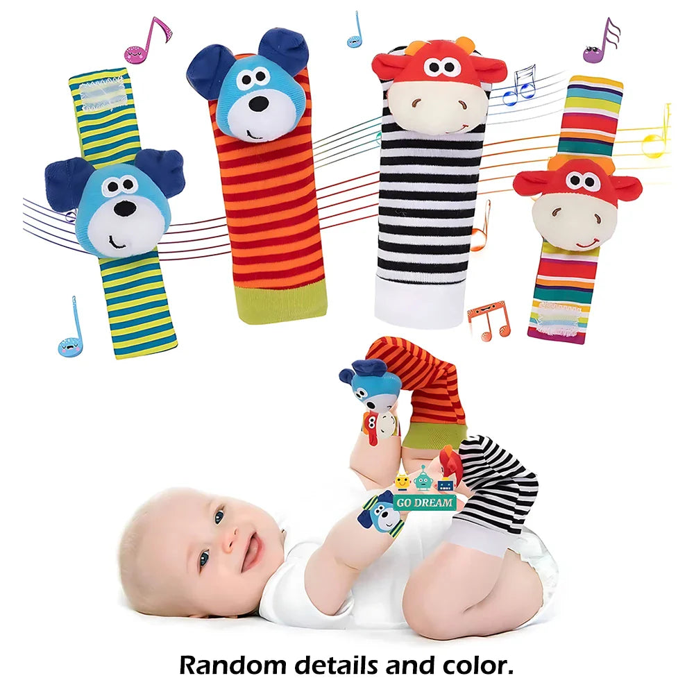4pcs Baby Rattle Foot Finder Socks Toy