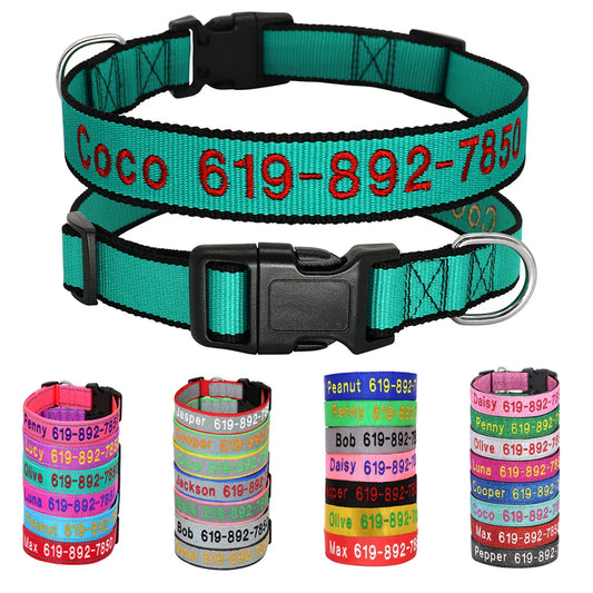 Dog Adjustable Nylon Embroidered Collar