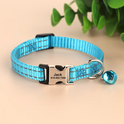 Cat Reflective Nylon Personalized Collar