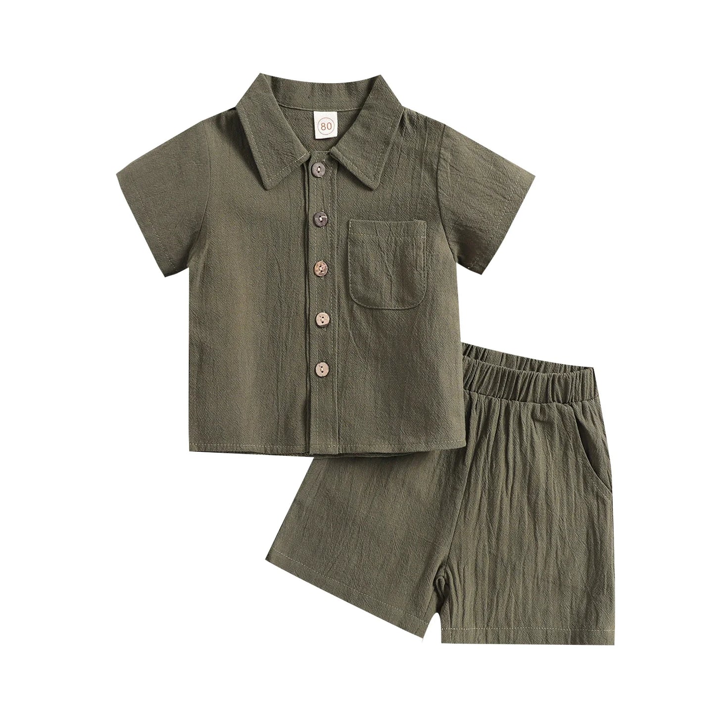 Baby Solid Turn-Down Collar Shirt