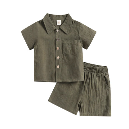 Baby Solid Turn-Down Collar Shirt