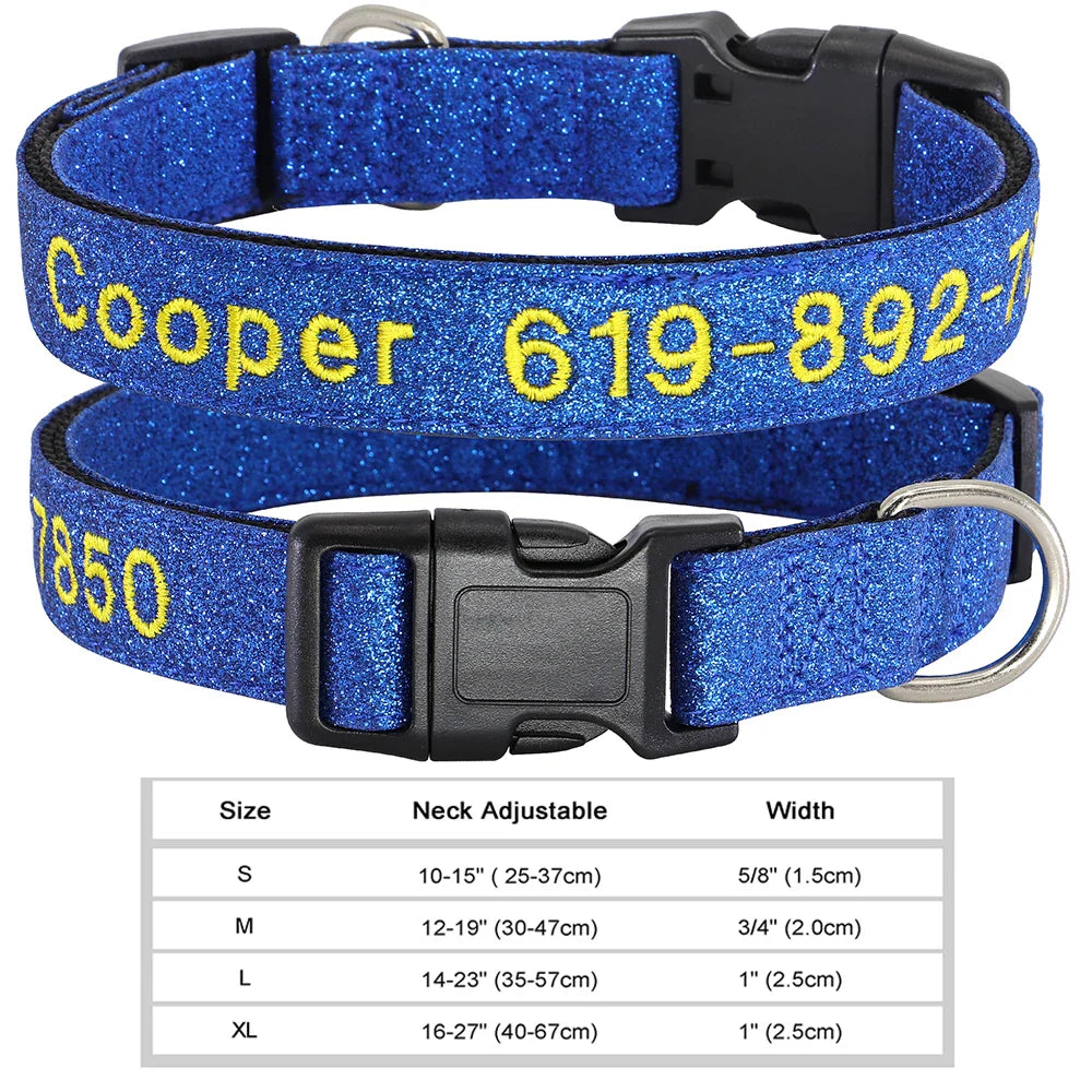 Dog Adjustable Nylon Embroidered Collar