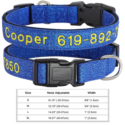 Dog Adjustable Nylon Embroidered Collar