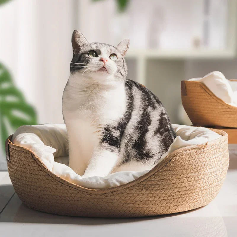 Cat Sofa Handmade Bamboo Weaving Mat Bed