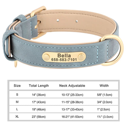 Dog Custom Engraved PU Leather Collar