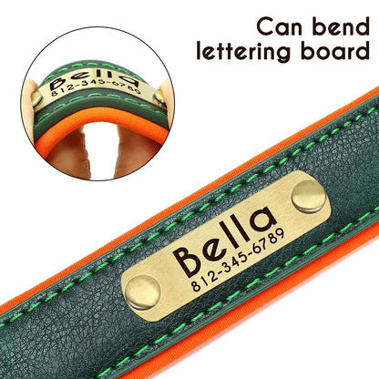 Dog Customized PU Leather Nameplate Collar