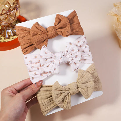 Girls  Cable Knit Turban Bows Headband