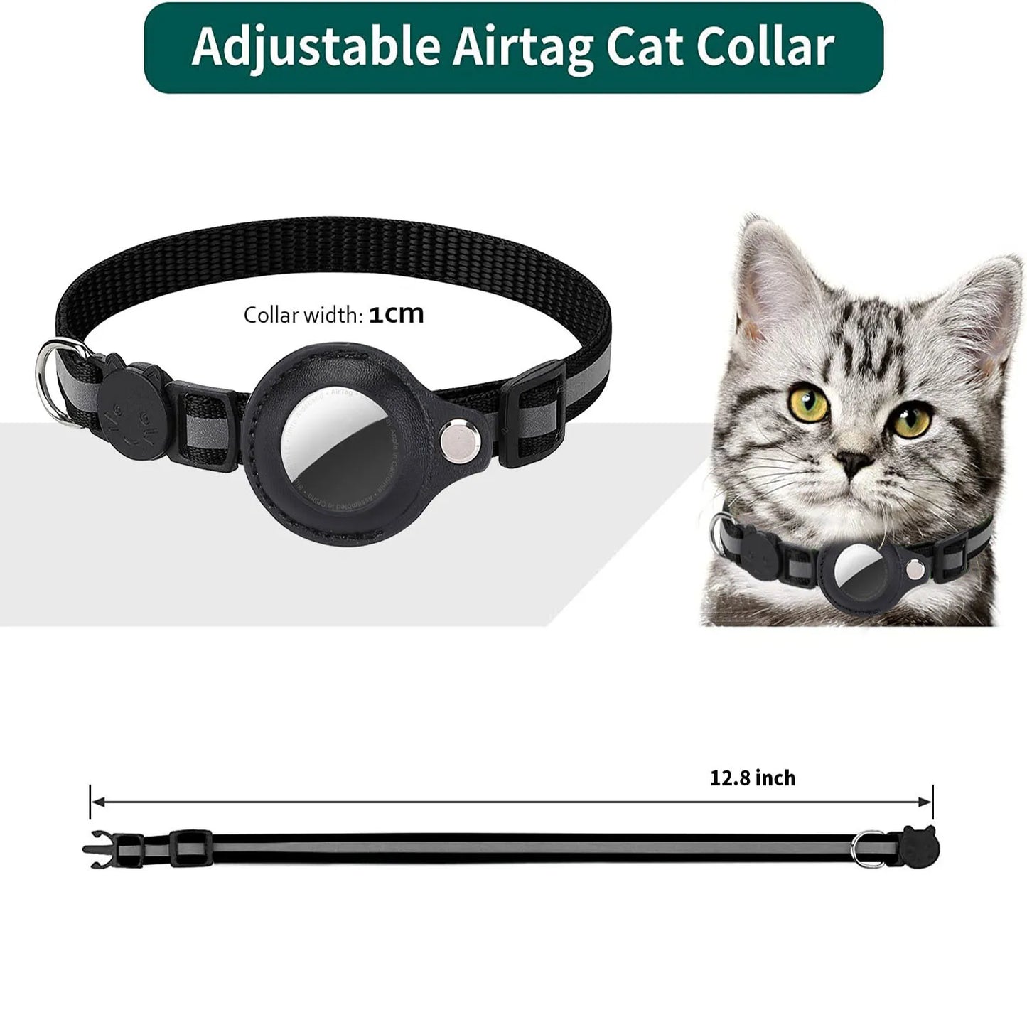 Cat Adjustable Strips Air Tag Holder Collar B