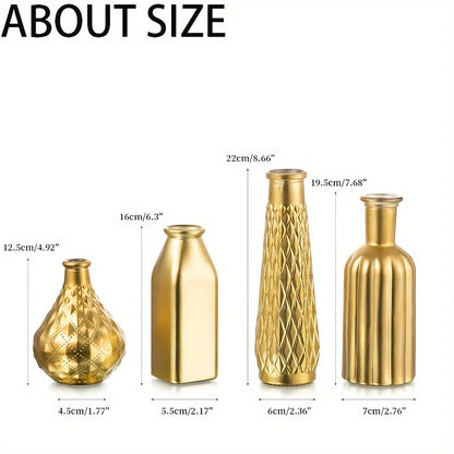 Art Style Cylindrical Gold Glass Vase