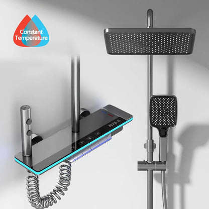 Lights Tempered Glass Bathroom Luxury Shower